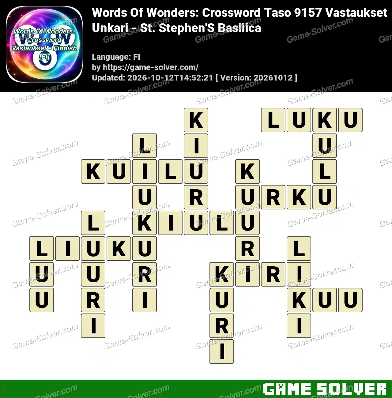 Words Of Wonders: Crossword Taso 9157 Vastaukset – Unkari – St. Stephen’S Basilica
